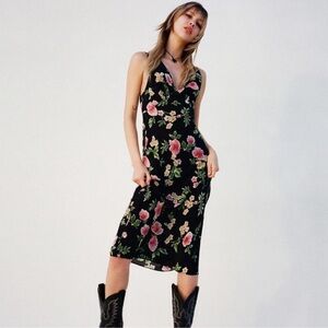 Realisation Par Black and Pink Halter Sundress Midi